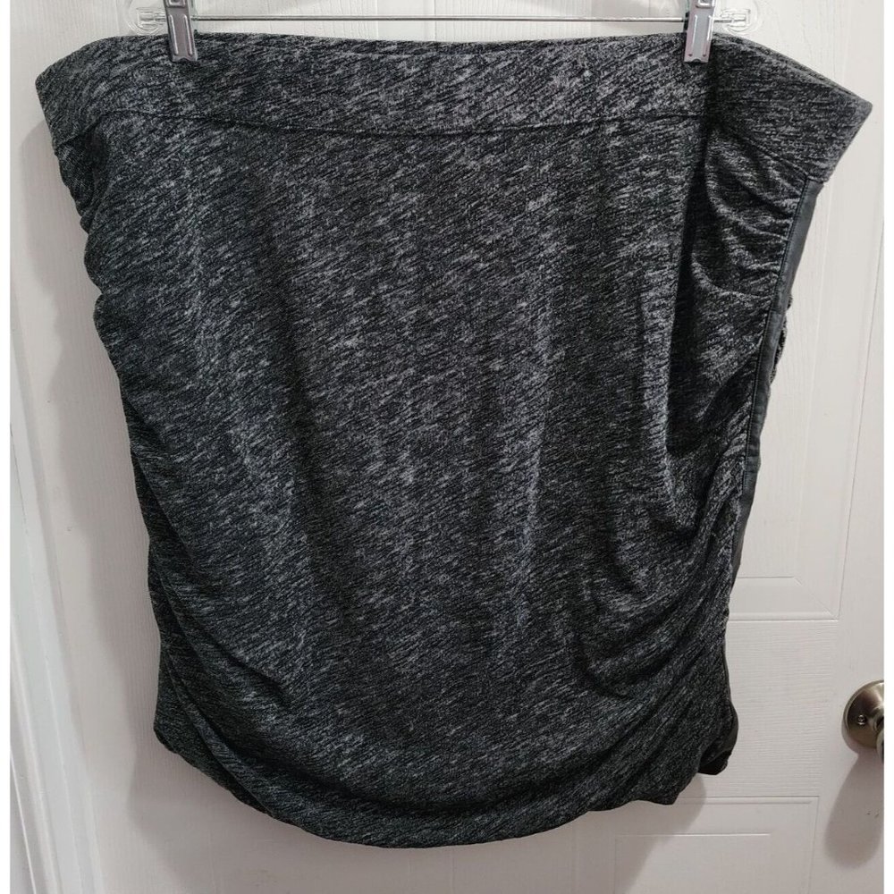 Lane Bryant Gray Knit Black Faux Leather Side Ruched Bodycon Skirt Plus Size 28